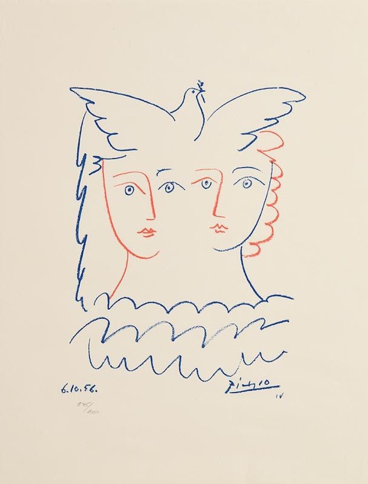 Two Females and Dove by Pablo Picasso