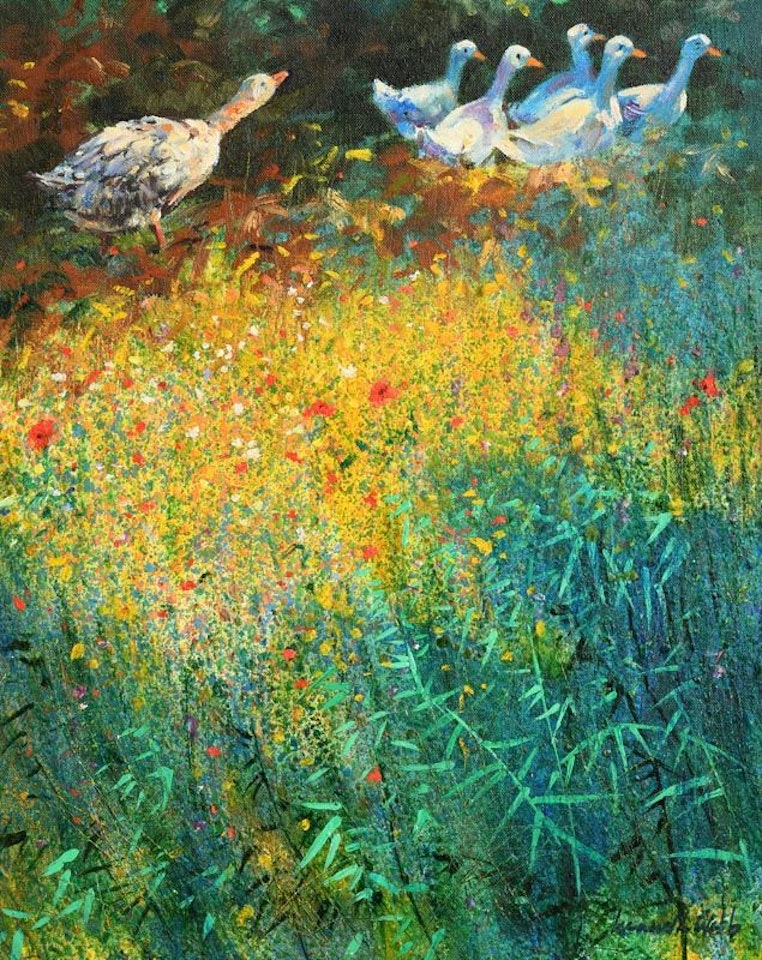 Geese in the Poppy Meadow by Kenneth Webb