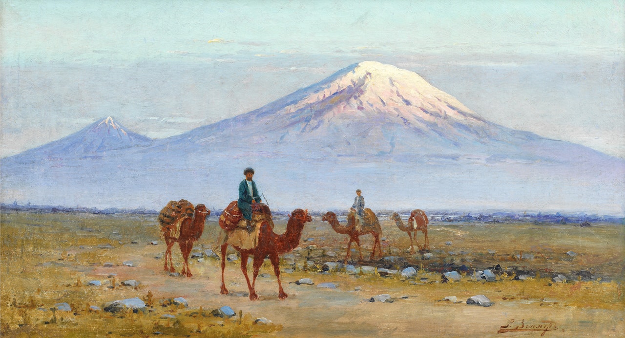 Camel trekking before Mount Ararat by Richard Karlovich Zommer