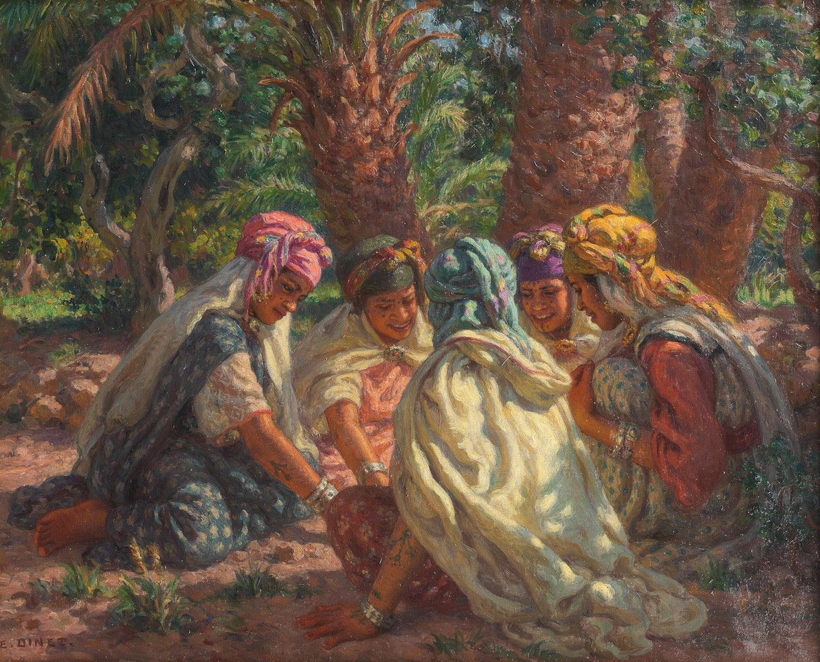 Jeu de fillettes dans la palmeraie by Etienne Alphonse Dinet