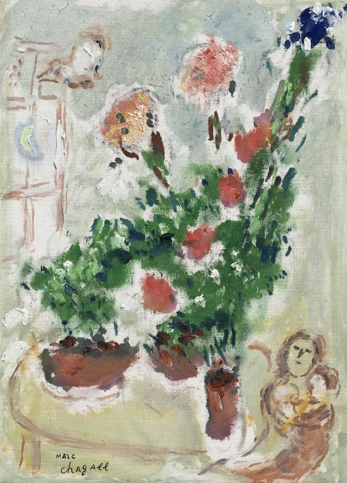 Couple aux trois bouquets by Marc Chagall