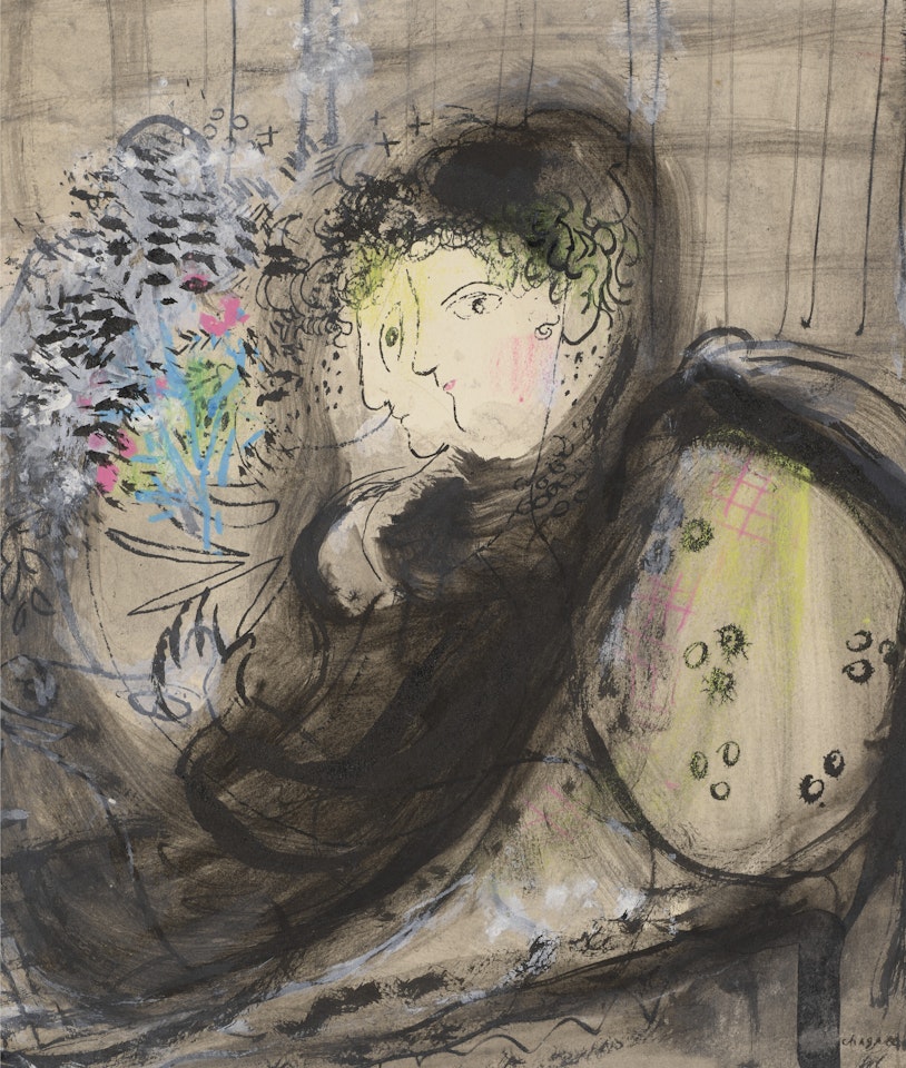 Autour des deux profils by Marc Chagall