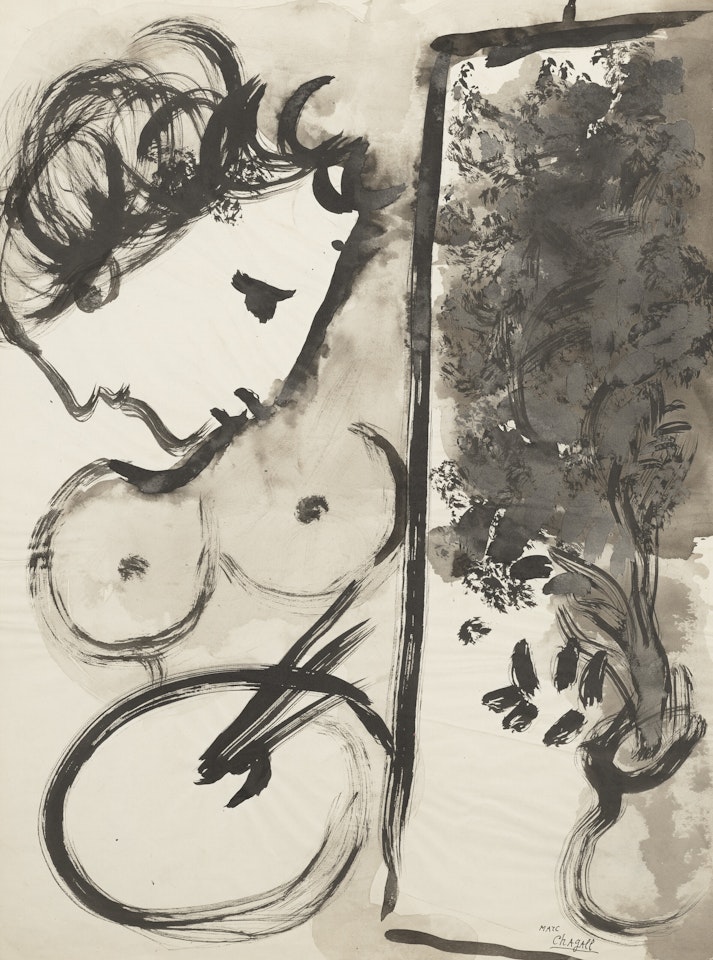 Peintre au double profil devant le chevalet by Marc Chagall