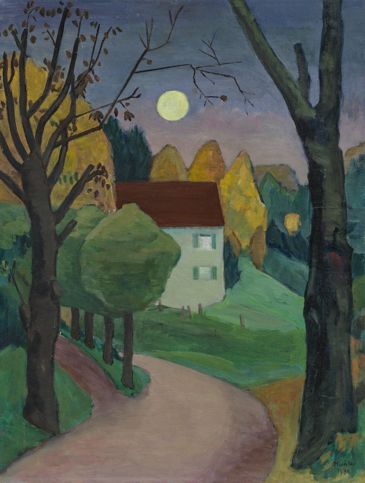 Abendlandschaft mit weißem Mond by Gabriele Münter