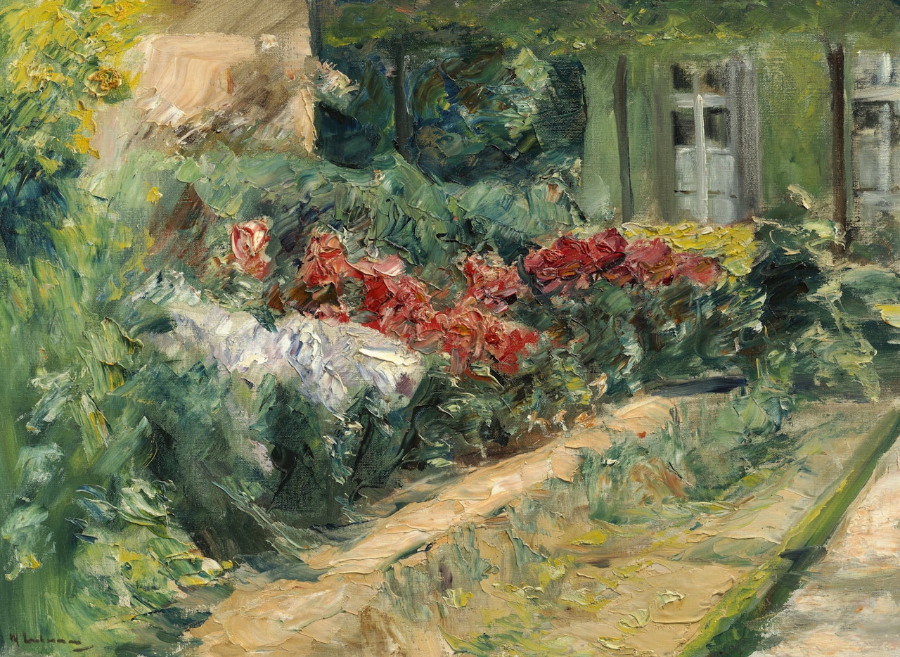 Blumenstauden am Gärtnerhäuschen nach Nordosten by Max Liebermann