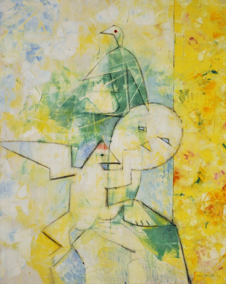 Untitled (Person with two birds) by Max Ernst
