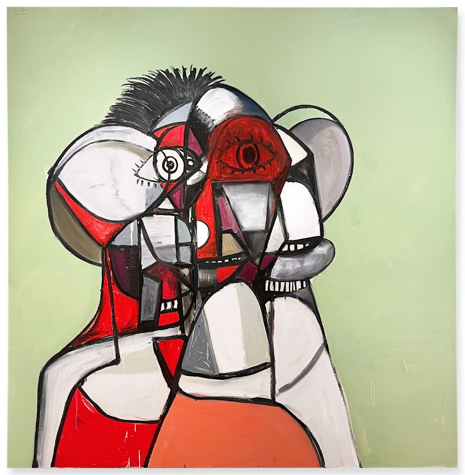 Red, Green and Gray Head by George Condo