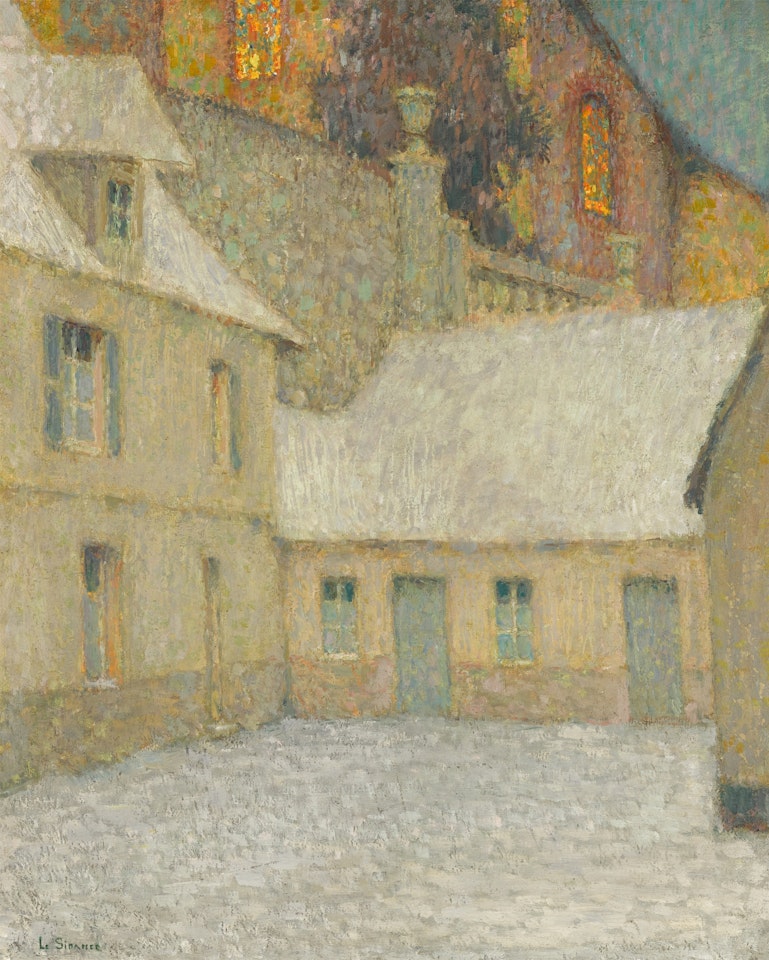 La Maison sous l"église, neige, Gerberoy by Henri Le Sidaner
