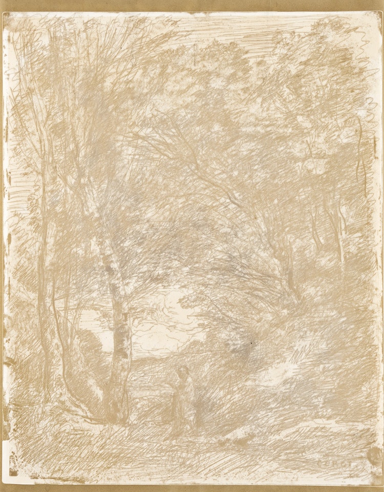 Les jardins d"Horace. by Jean Baptiste Camille Corot