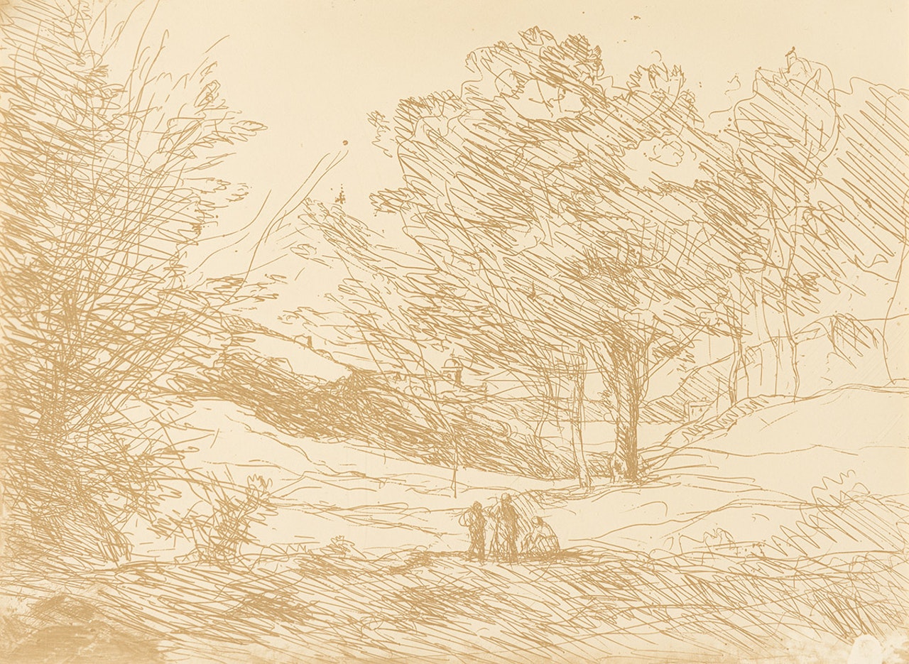 Two Cliché-verres  by Jean Baptiste Camille Corot