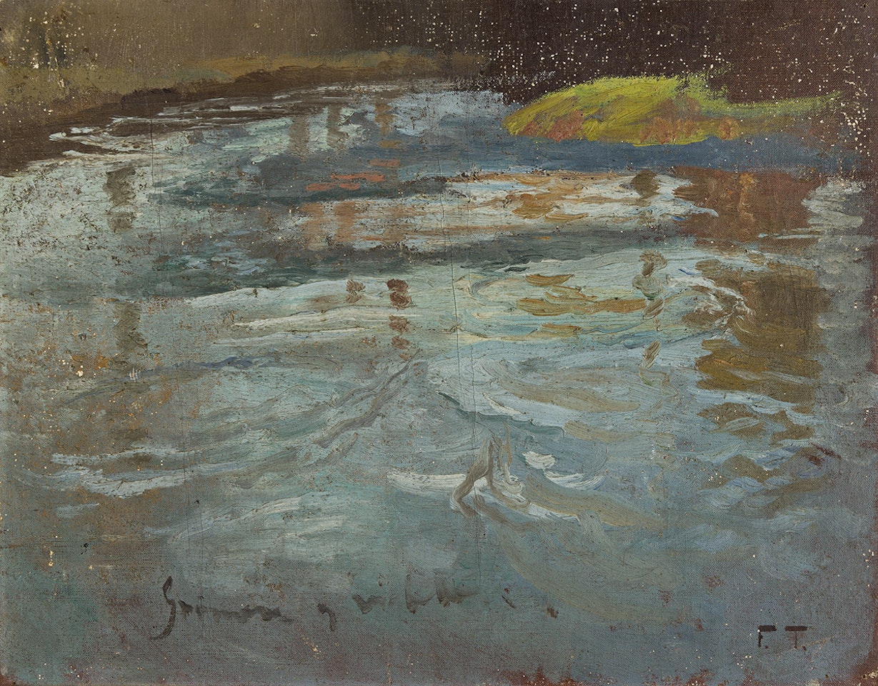 Water Study with Reflections . by Fritz Thaulow
