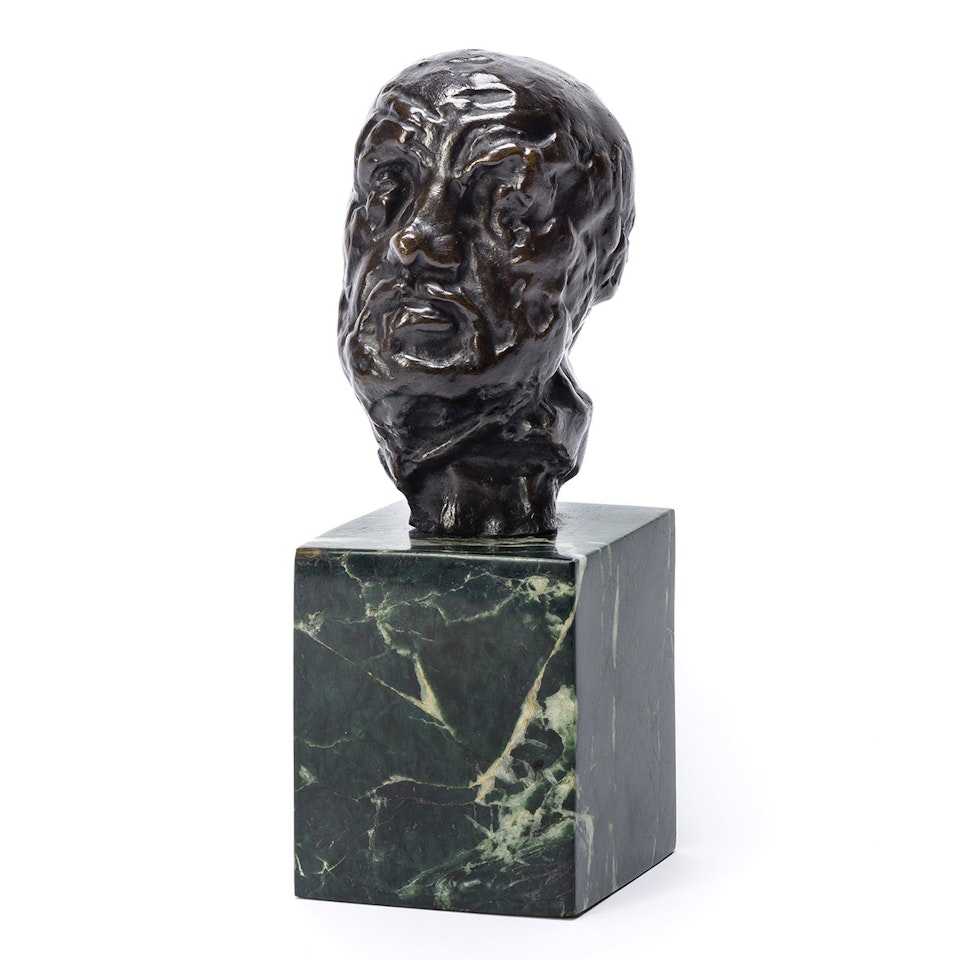 Petite tête de l"homme au nez cassé. by Auguste Rodin