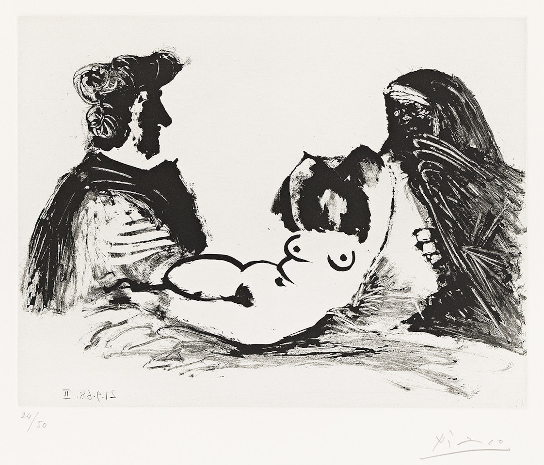 Series 347:329 (Célestine, Client, et Petite Maja nue sans Visage) . by Pablo Picasso