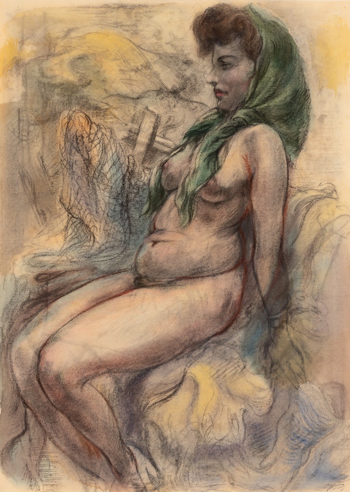 Female Nude, Cape Cod and Standing Female Nude from Behind: A double-sided work by George Grosz