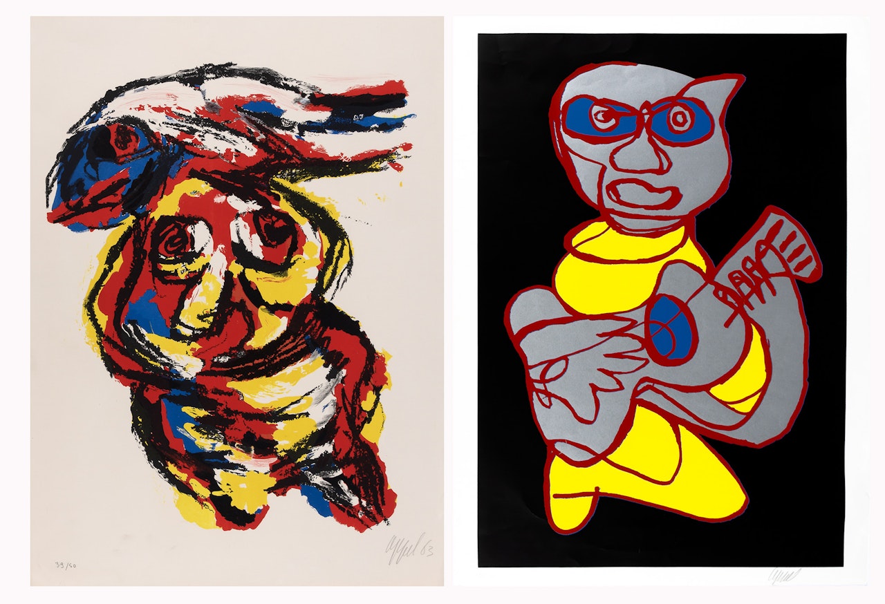 PERSONNAGES AVEC POISSON; KOOL LUKE SINGING HANDS by Karel Appel