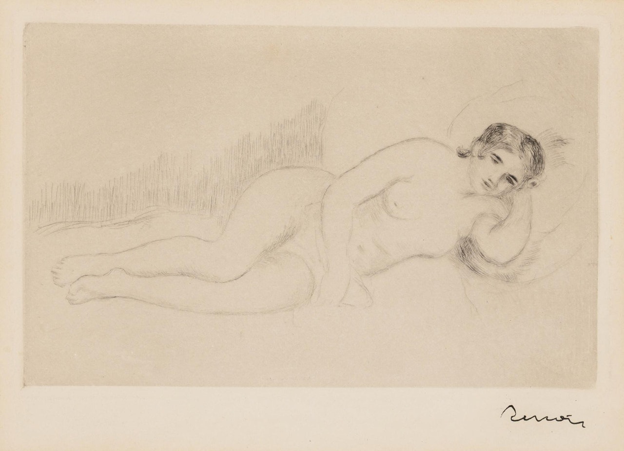 FEMME NUE COUCHÉE (TOURNÉE À DROITE) , IRE PLANCHE (DELTEIL, STELLA 13) by Pierre-Auguste Renoir