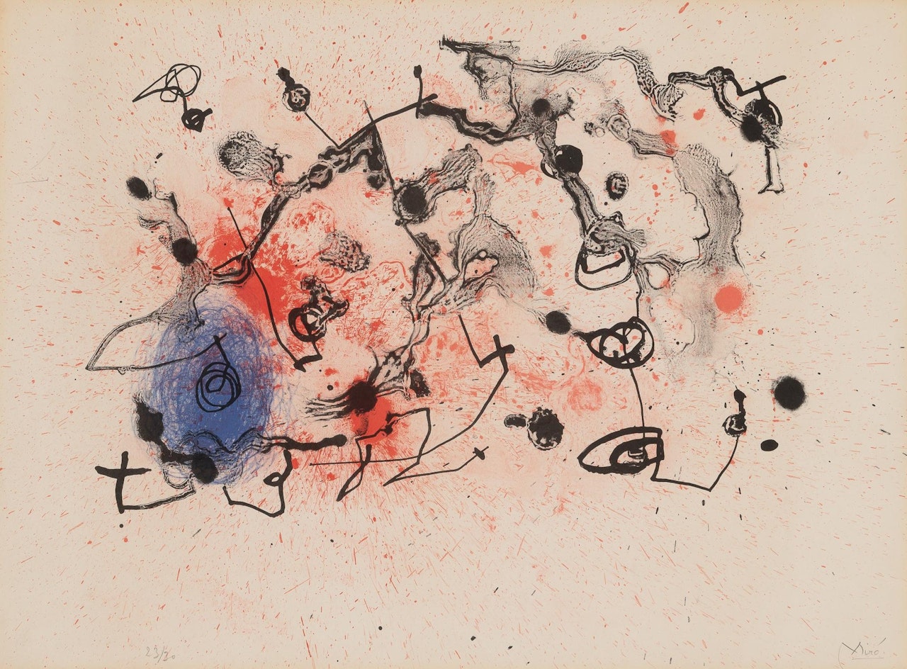 SERIES II, BLUE AND RED (MOURLOT 293) by Joan Miró