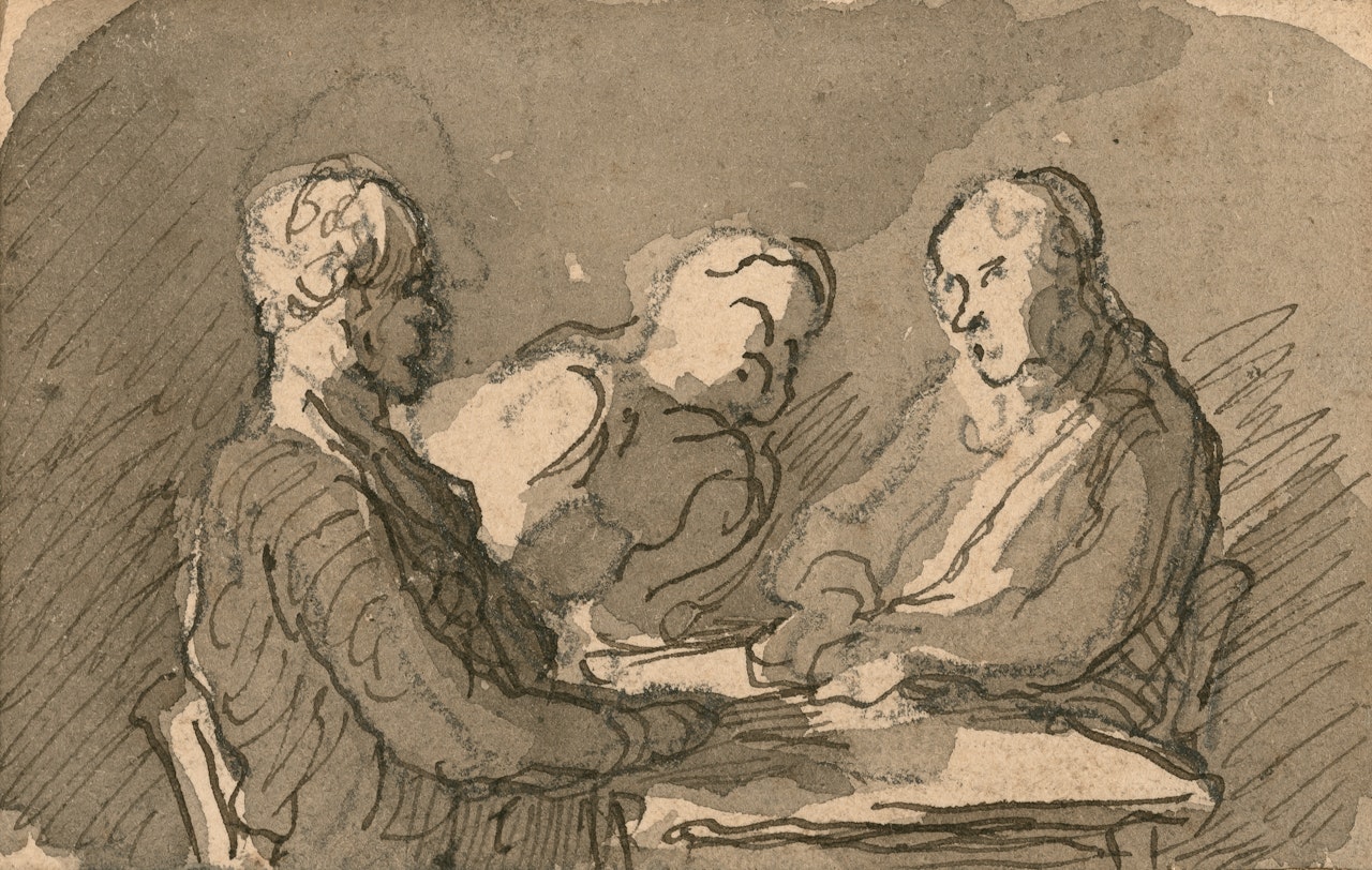 Etude pour "Joueurs de Domino" (Les Trois Joueurs) by Honoré Daumier