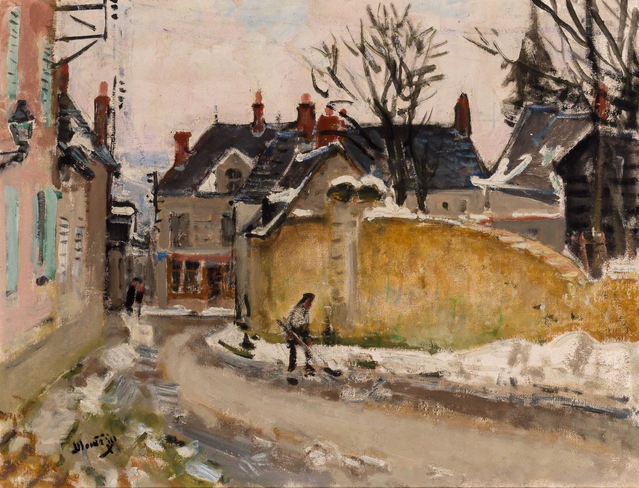 Rue de Village sous la Neige by Pierre Eugène Montezin