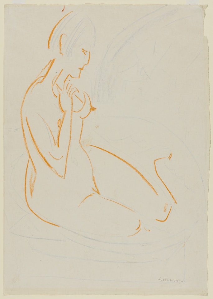Sitzender Akt im Tub by Ernst Ludwig Kirchner