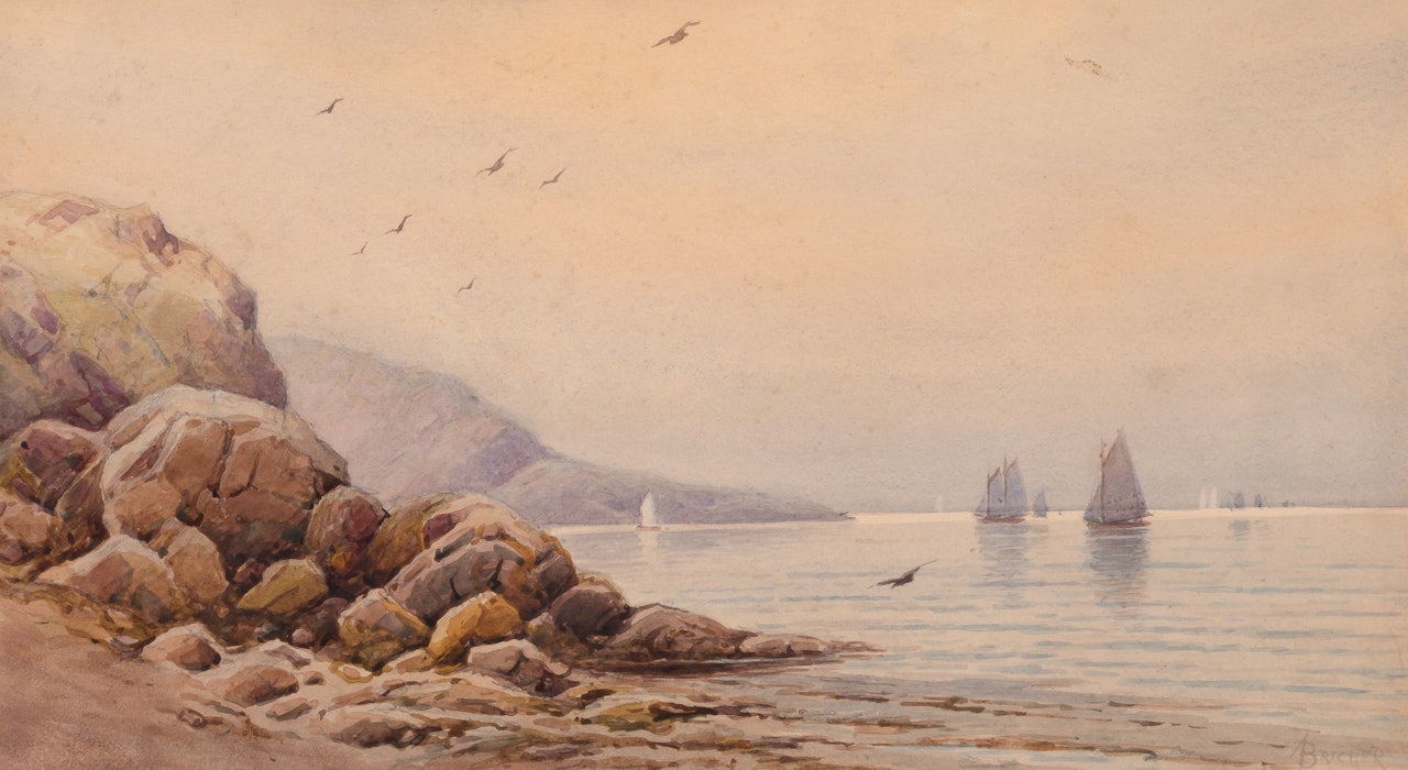 Sailboats in a Calm Cove by Alfred Thompson Bricher