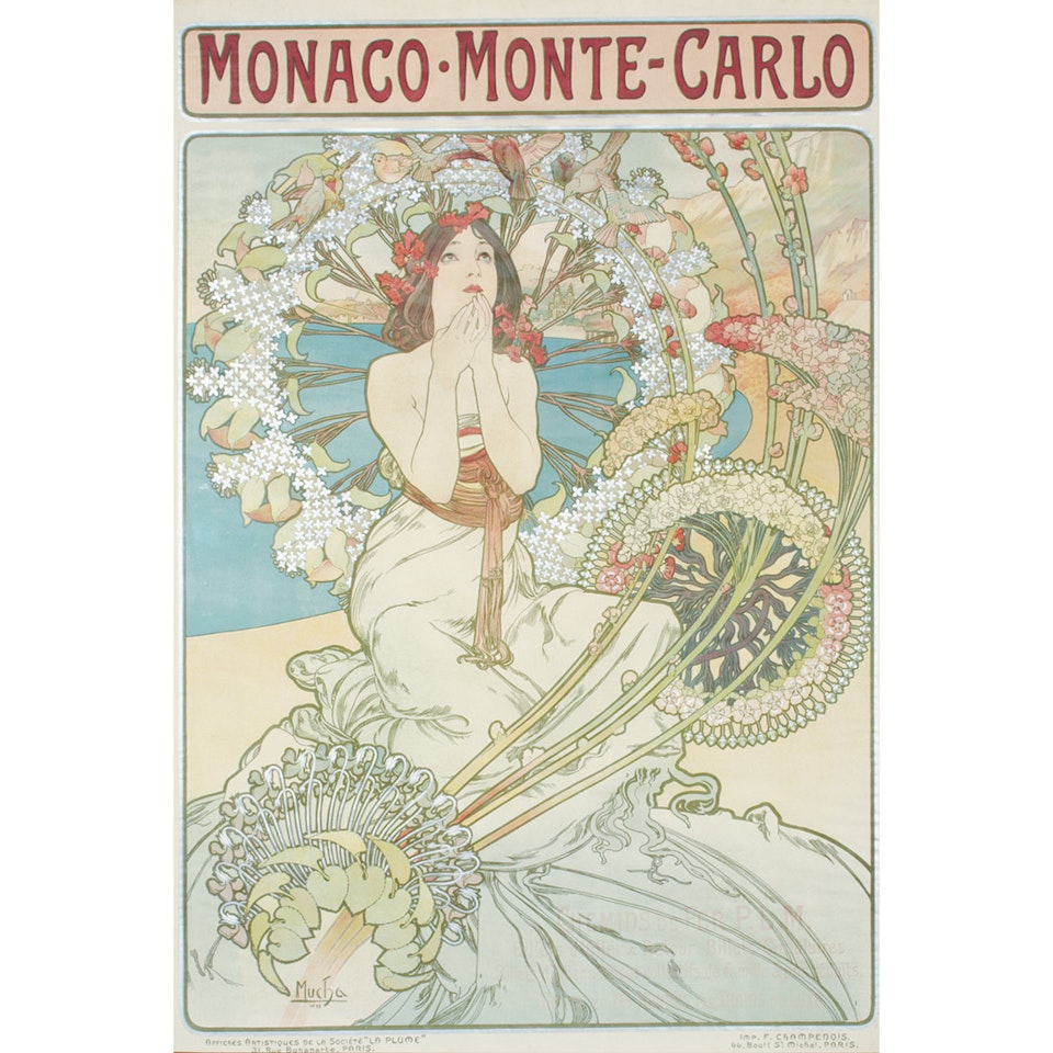 MONACO-MONTE CARLO (R./W. 31) by Alphonse Mucha
