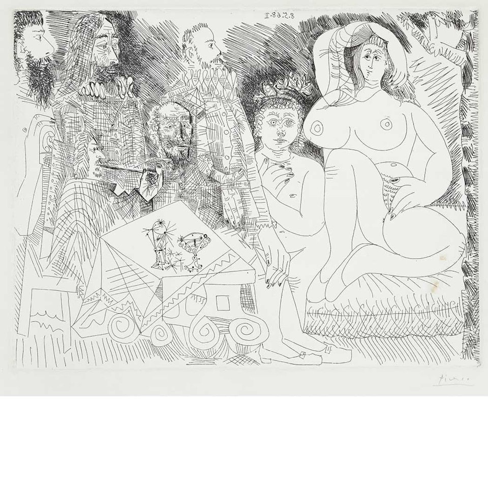 AUTOUR DE LA CELESTINE: COLLATION AU JARDIN, AVEC JEUNE BACCHUS GRAS (B. 1550) by Pablo Picasso