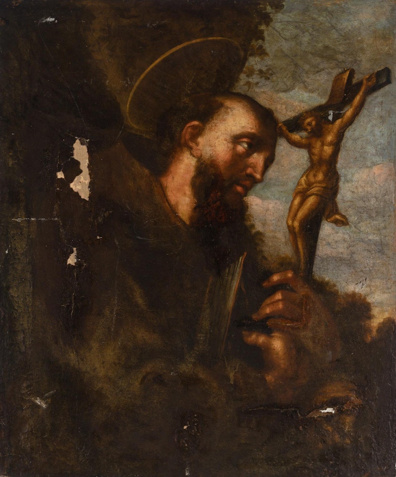 St. Francis Adoring the Crucifix by Italian School