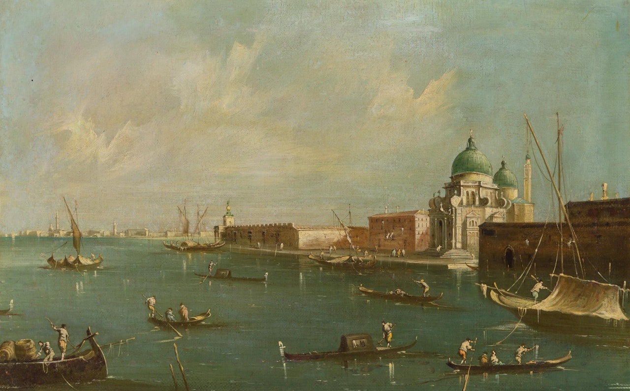 A View of the Grand Canal with the Dogana and the Basilica of Santa Maria della Salute by Italian School