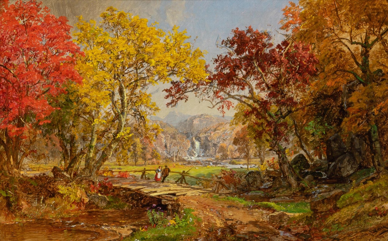 Couple on a Bridge by Jasper Francis Cropsey