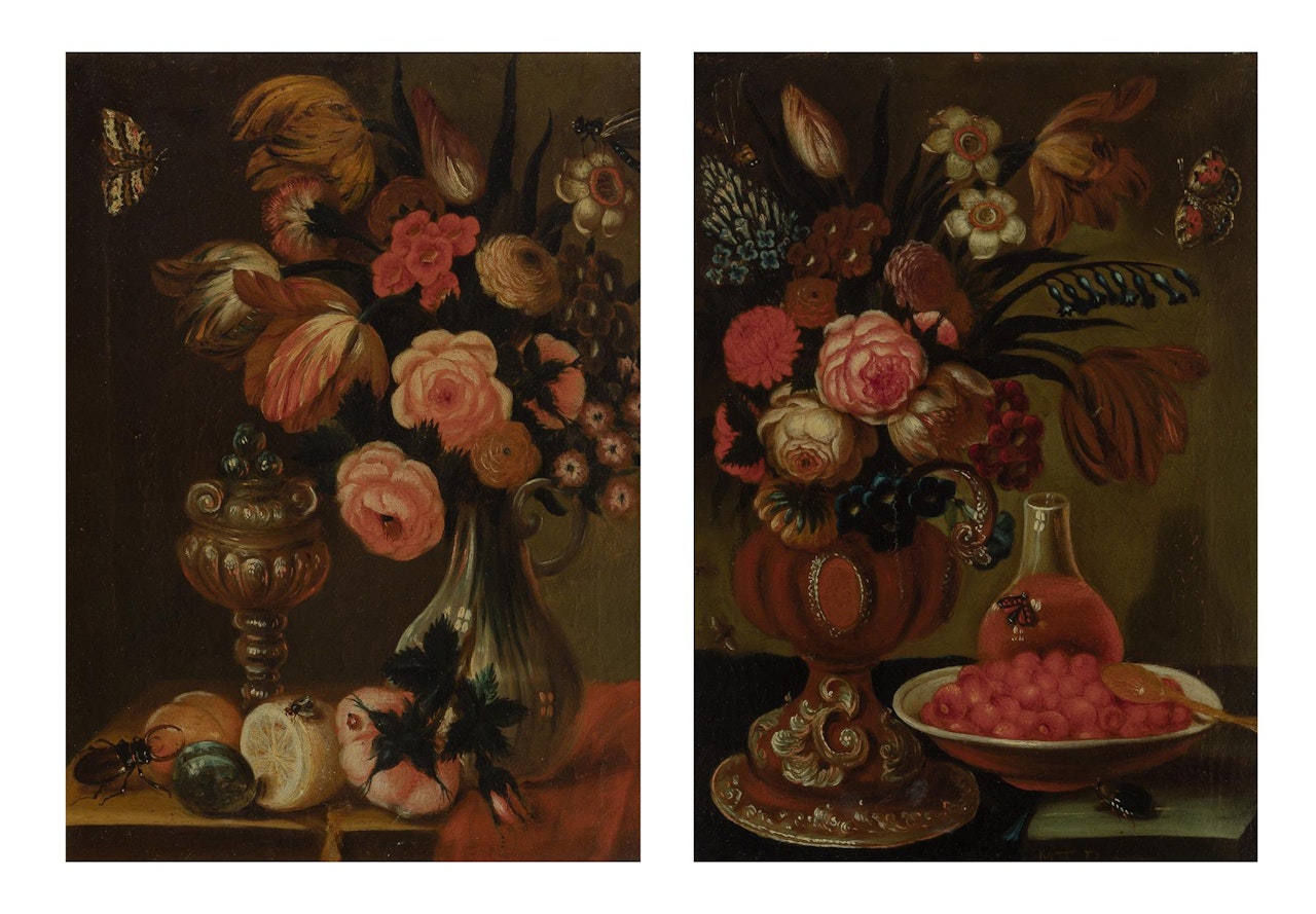 Still Lifes of Flowers and Fruit: Two by Dutch School