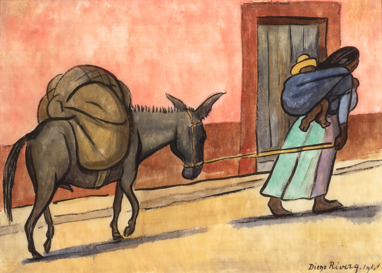 Woman with a Donkey by Diego Rivera