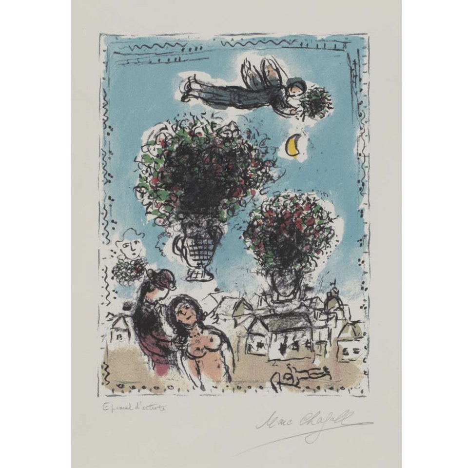 BOUQUETS WITH A BLUE SKY (M. 1024) by Marc Chagall