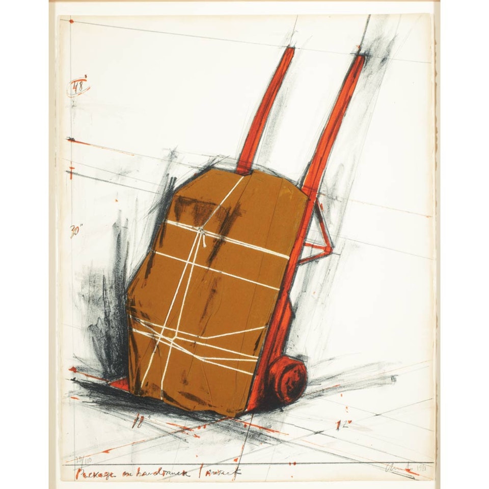 PACKAGE ON HANDTRUCK, PROJECT (SCHELLMANN/BENECKE 108) by Christo