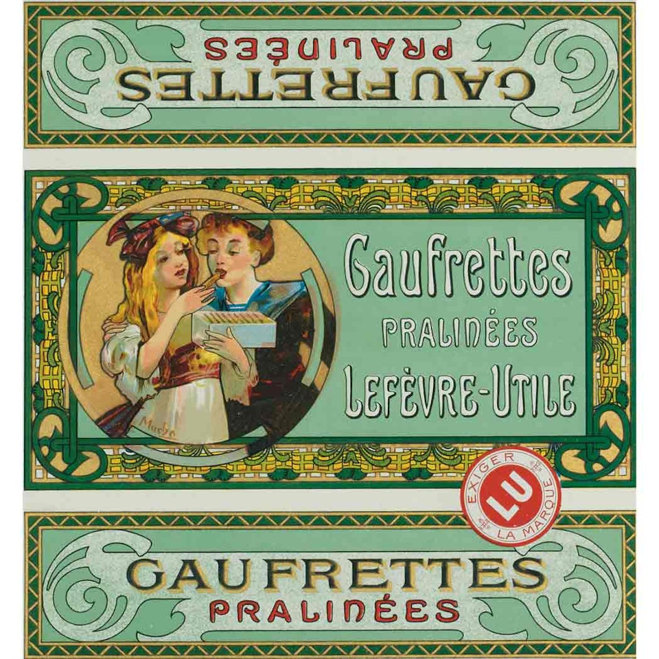 LEFEVRE-UTILE GAUFRETTES PRALINEES; LEFEVRE-UTILE BISCUITS by Alphonse Mucha