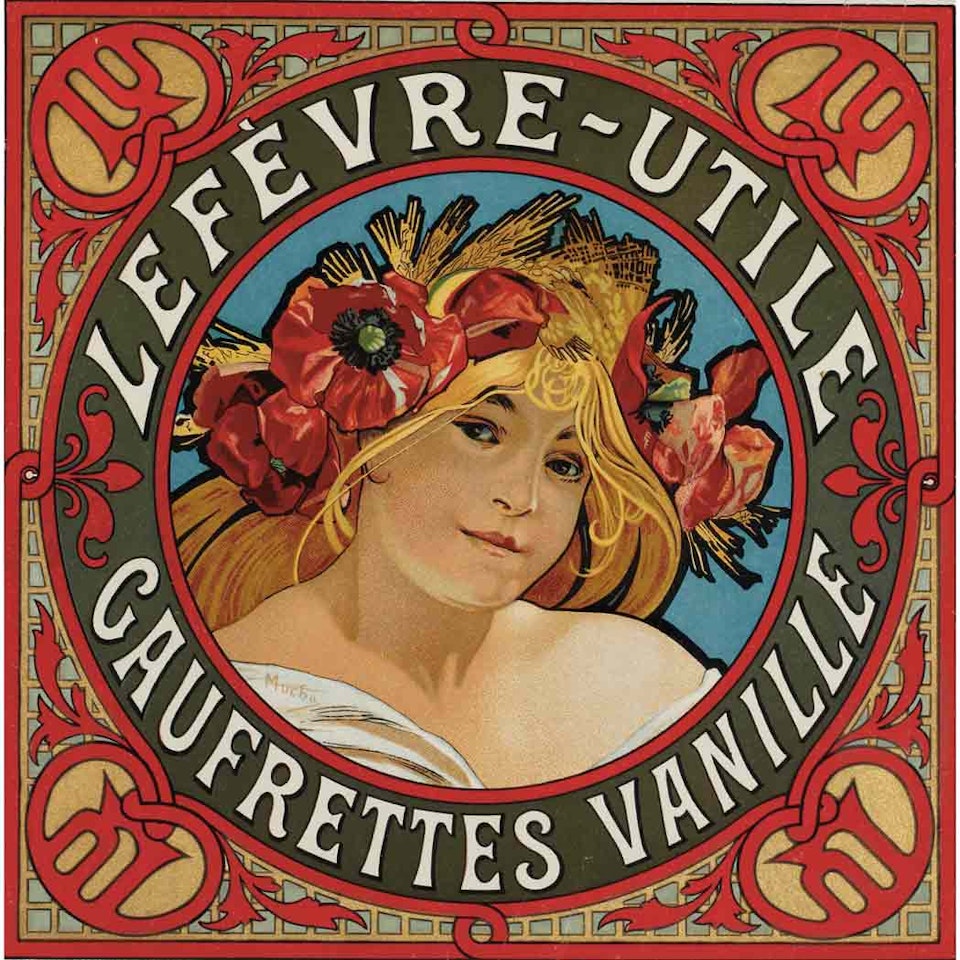 LEFEVRE-UTILE GAUFRETTES VANILLE; LEFEVRE-UTILE BISCUITS by Alphonse Mucha
