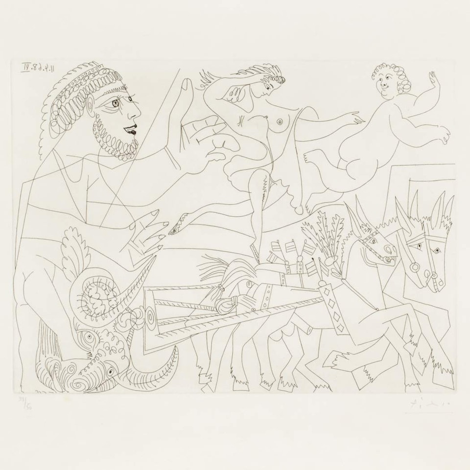 EL ARRASTRE, AVEC ECUYERE ET PUTTO (B. 1509) by Pablo Picasso