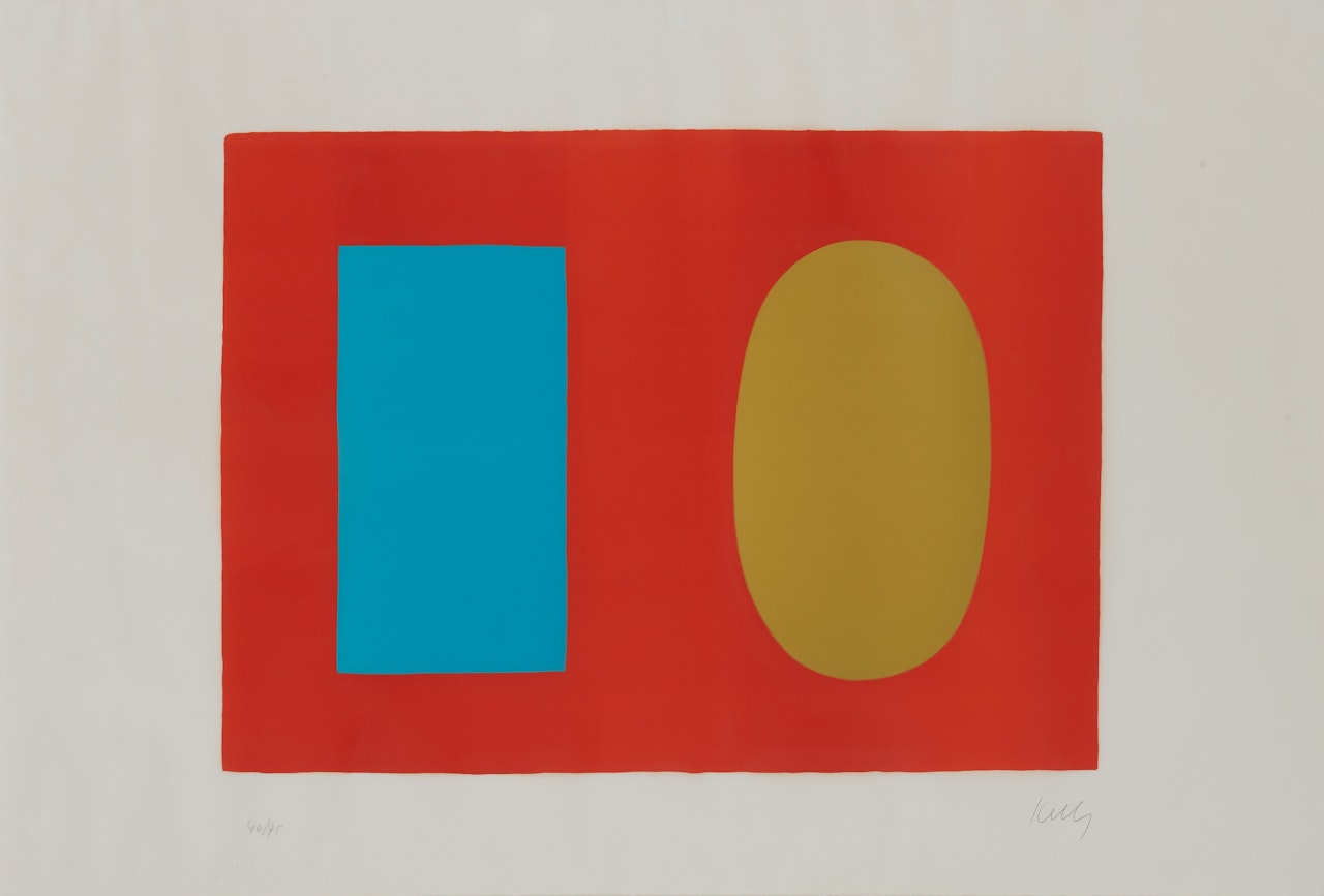 BLUE AND GREEN OVER ORANGE (BLEU ET VERT SUR ORANGE) (AXSOM 29) by Ellsworth Kelly