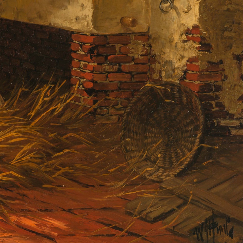 Calves in a Barn by English School