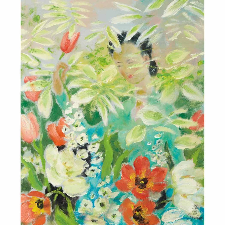 Woman in a Garden by Le Pho