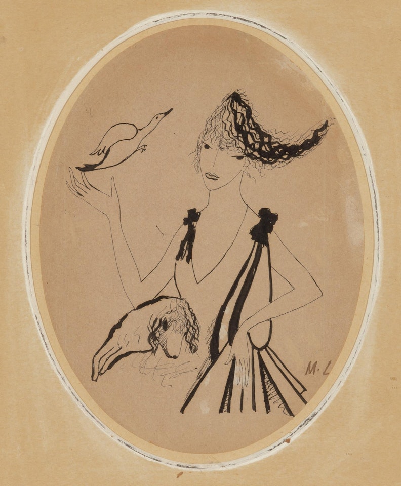 Young Woman with Bird and Her Dog by Marie Laurencin