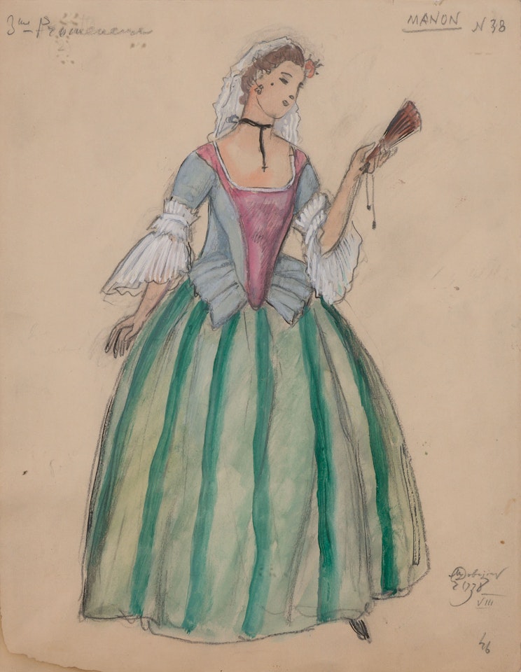 (i) Costume Design for Manon by Mstislav Valerianovich Dobuzhinsky