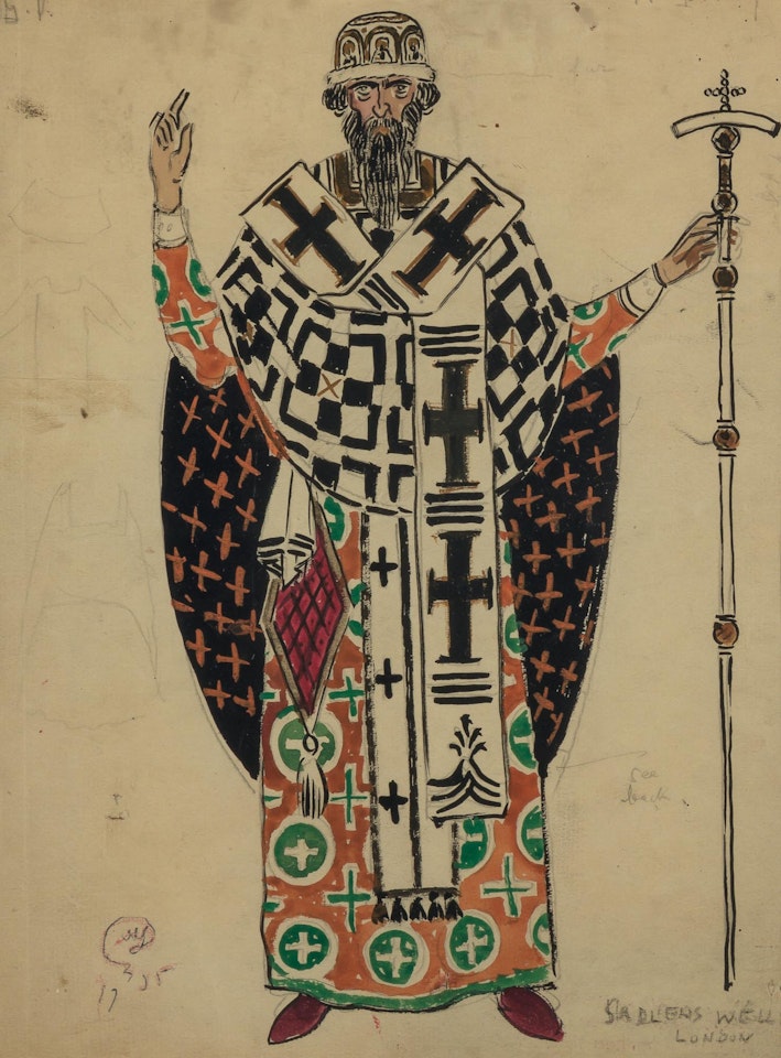 Costume Design for a Priestly Figure for Sadlers Wells by Mstislav Valerianovich Dobuzhinsky