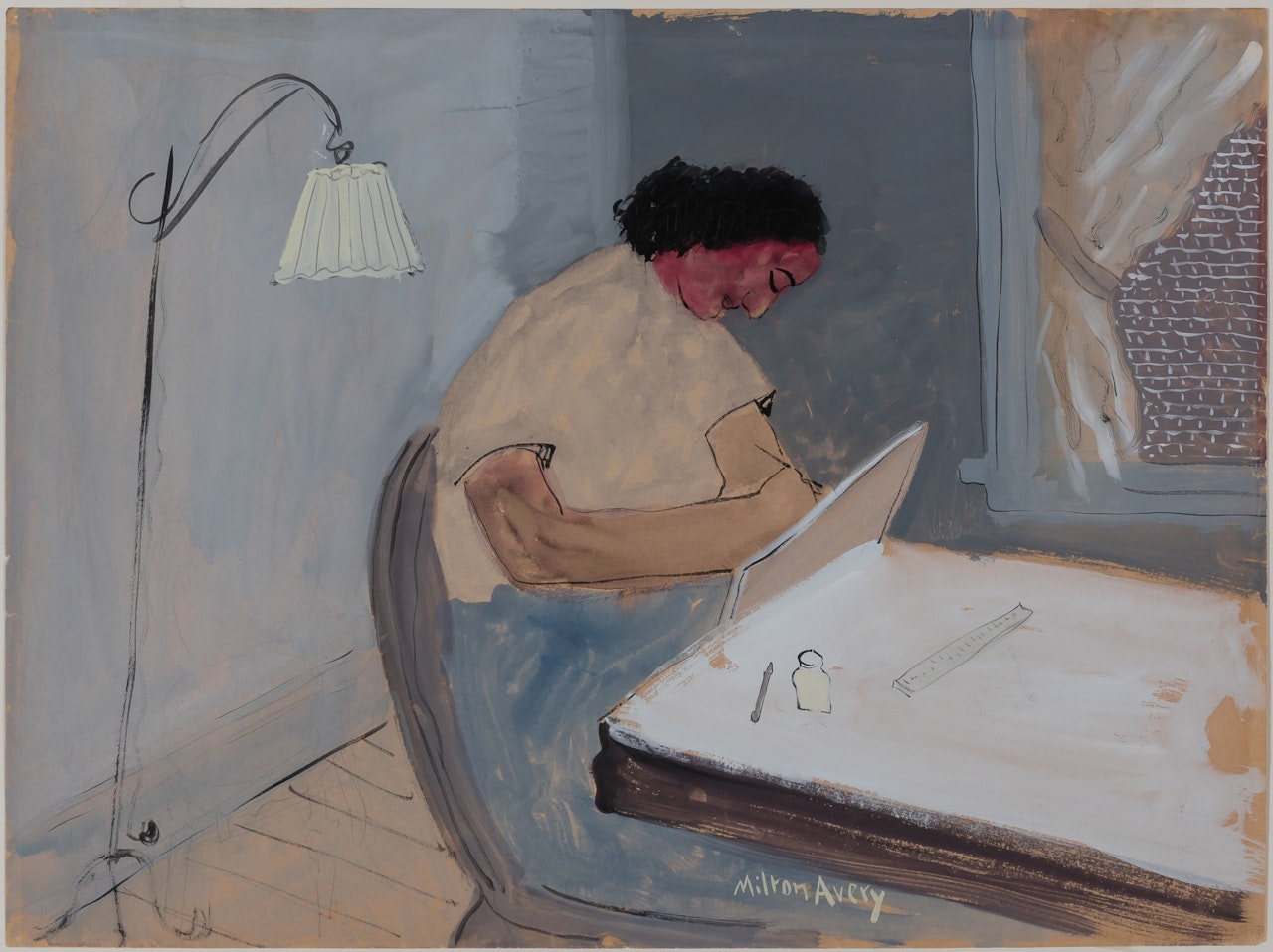 Woman Drawing by Milton Avery