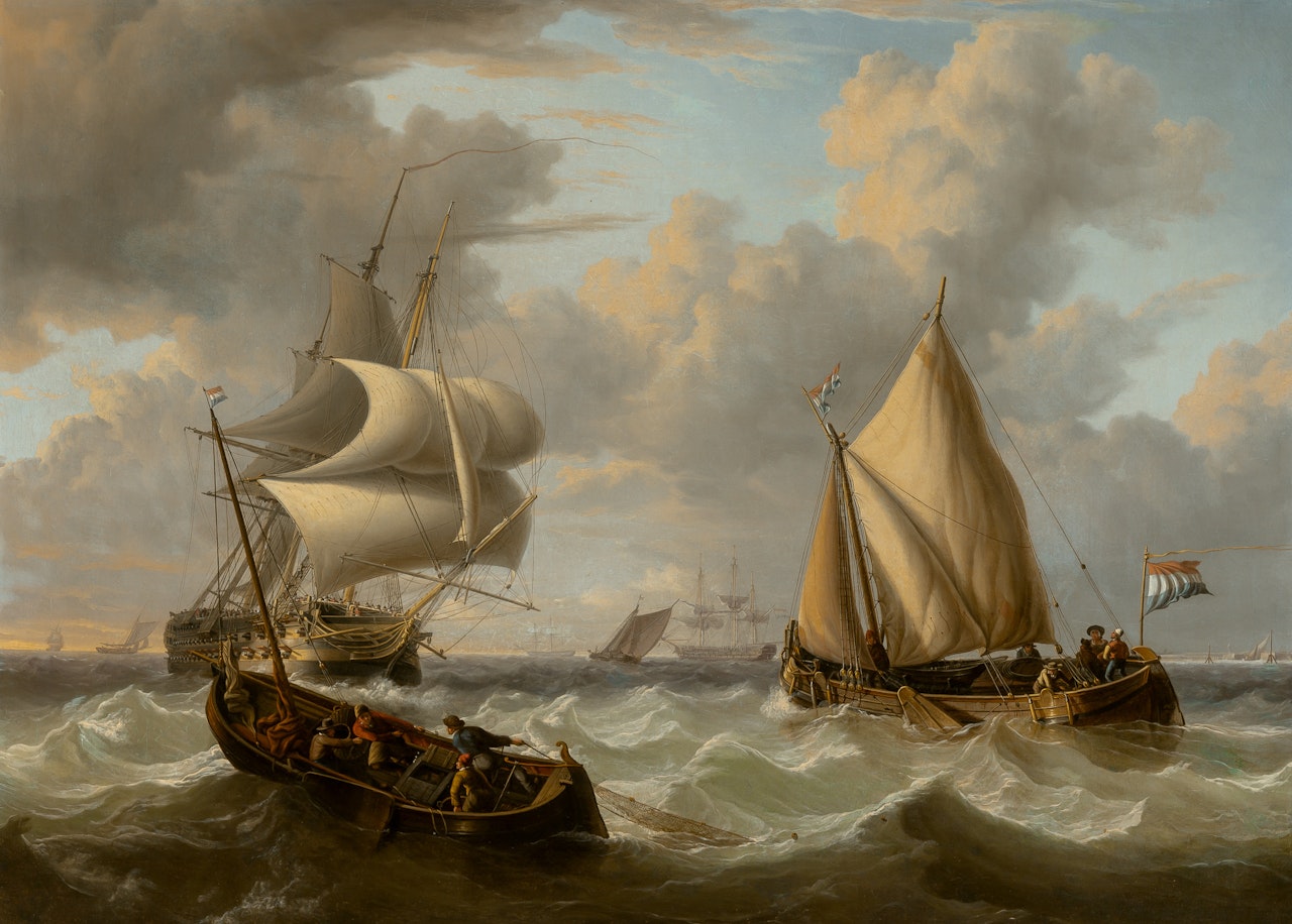 Ships and Smaller Vessels in Rough Water off a Coast by Charles Martin Powell