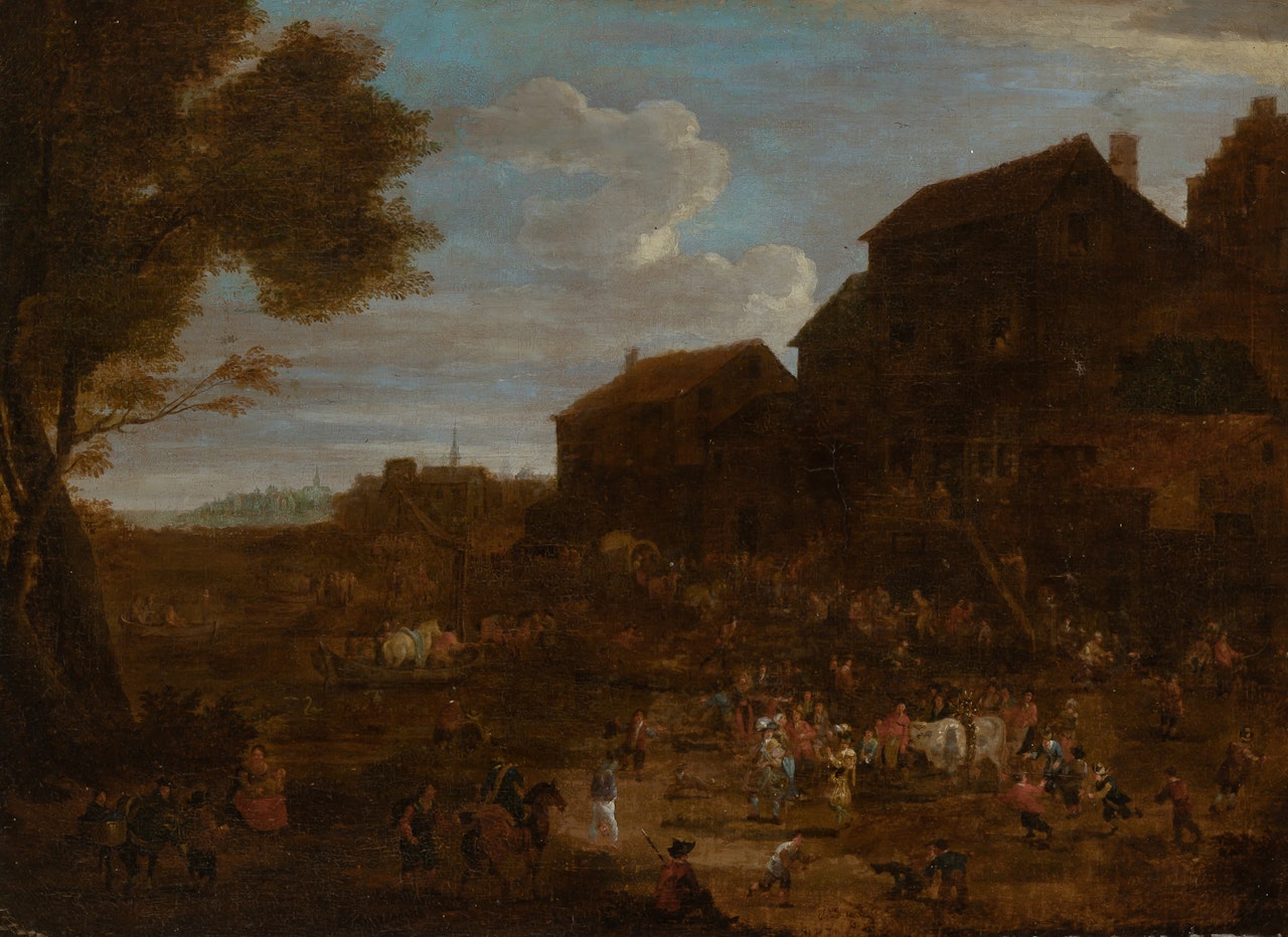 Village Scene by Dutch School