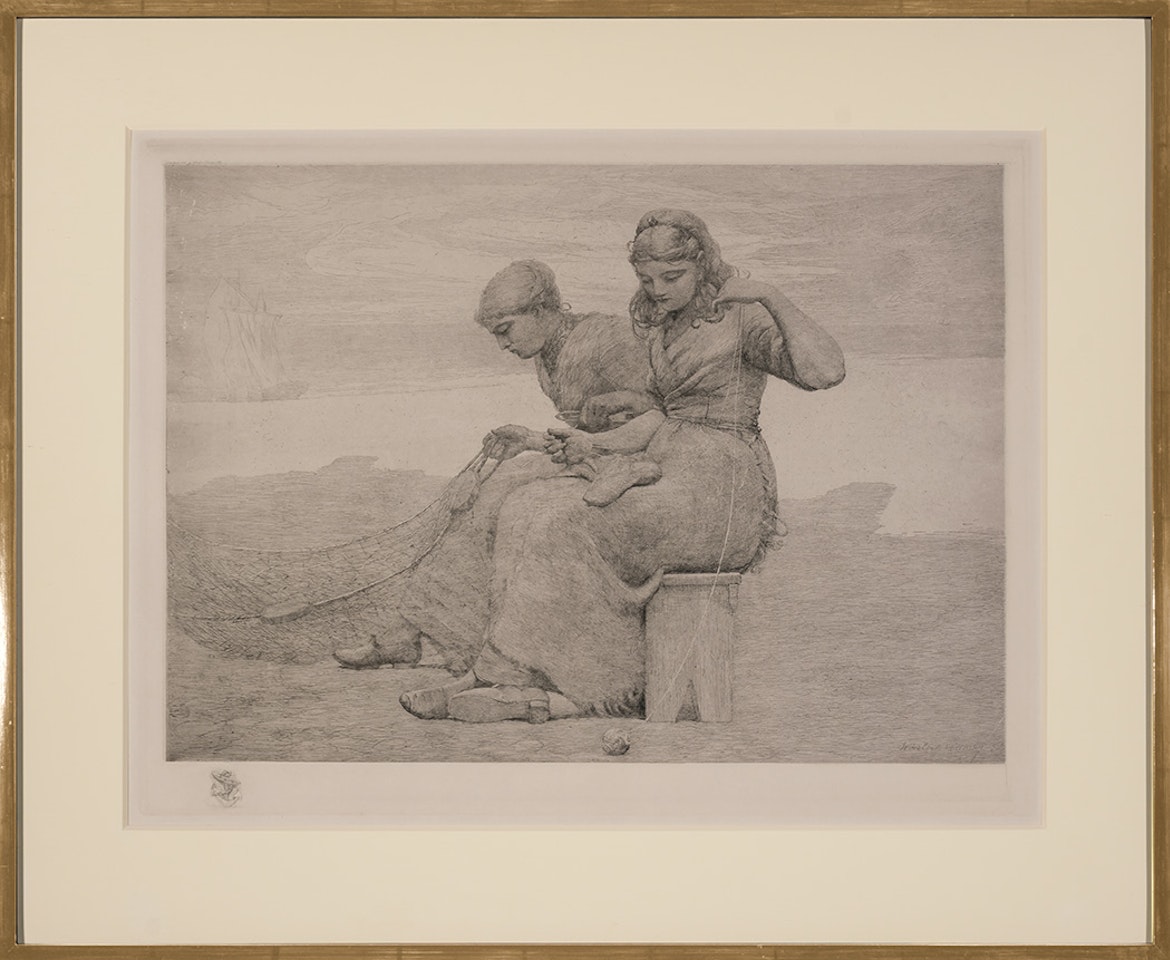 MENDING THE TEARS (SEE G. 97) by Winslow Homer