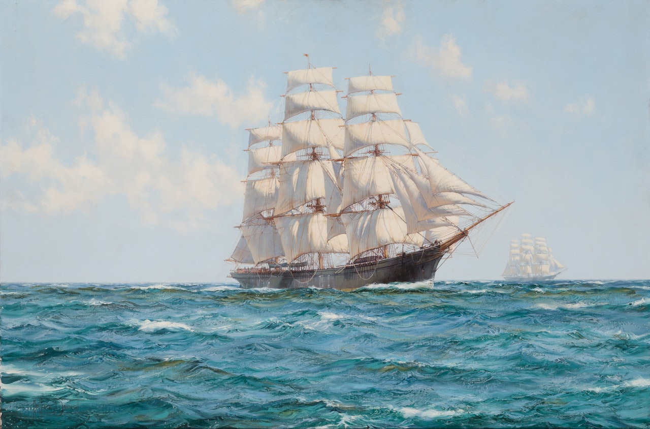 Gliding Along: "Lightning" and "Red Jacket" by Montague Dawson