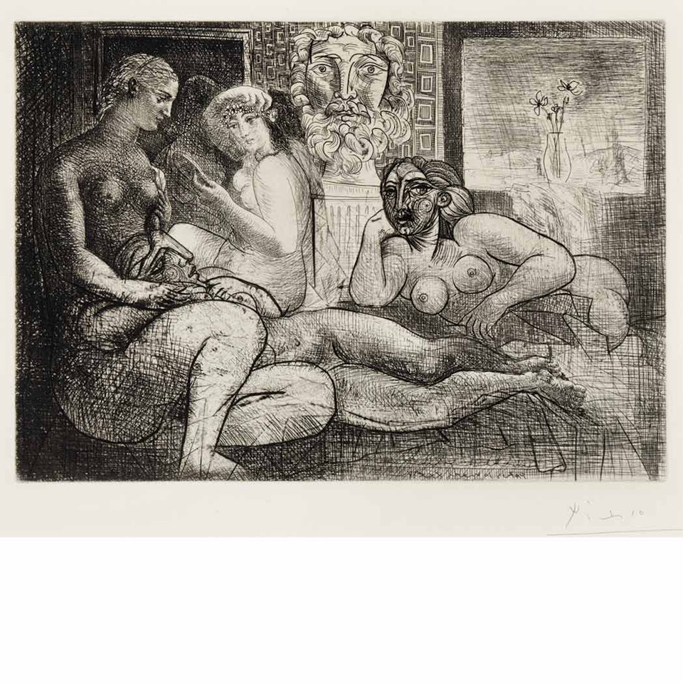 FOUR MODELS AND A SCULPTED HEAD (B. 219) by Pablo Picasso