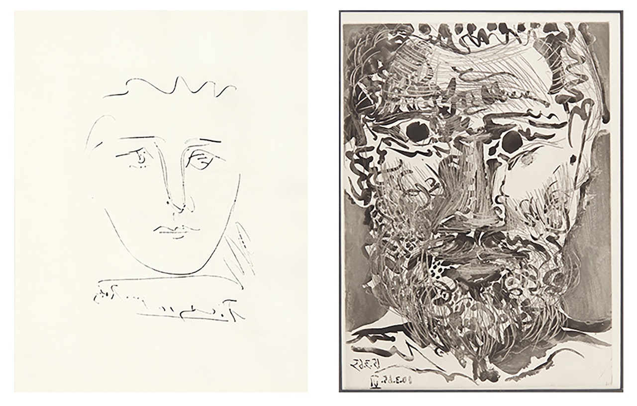 L"AGE DE SOLEIL POUR ROBY; TETE D"HOMME BARBU, II (BLOCH 680; 1189) by Pablo Picasso